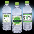 16.9 oz. Custom Label Spring Water w/ Lime Green Flat Cap - Clear Bottle